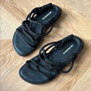 Ann Demeulemeester Black Rope Sandals, 37